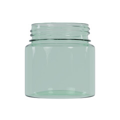 Empty green glass jar. Transparent background.