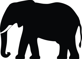 Fototapeta premium African elephant silhouette, editable vector illustration, isolated on white