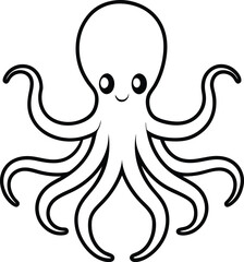octopus icon line art vector illustration on transparent background	
