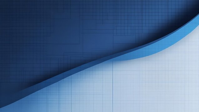 Abstract blue geometric background with a curved gradient overlay and grid pattern