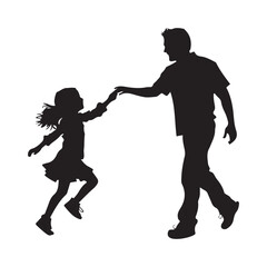 Father child dance silhouette, vector art