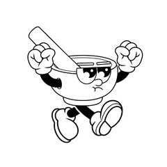 Retro character design of angry mortar outline