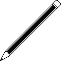 pencil icon line art vector illustration on transparent background	
