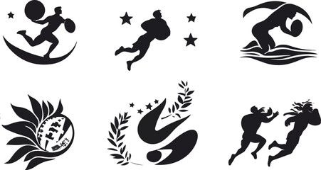Obraz premium Set of abstract sports logos in black and white vector format