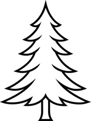 pine tree icon line art vector illustration on transparent background	
