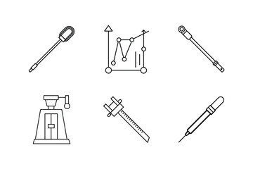 Line Art Icons Science, Lab Equipment, and Data Analysis