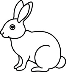 rabbit icon line art vector illustration on transparent background	
