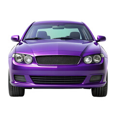 Purple Car Front View Isolated on Pure White Background

