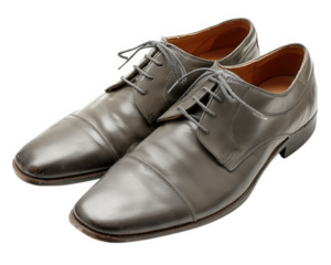 Elegant leather shoes black formal footwear isolated on transparency background classic style lace up business fashion shiny professional comfortable