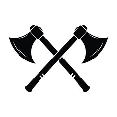 "Crossed Battle Axes Silhouette – Vintage Viking or Lumberjack Weapon Icon"