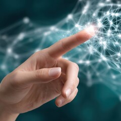 Fingertip interacting with digital network