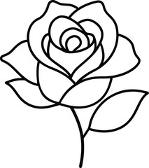 rose icon line art vector illustration on transparent background	
