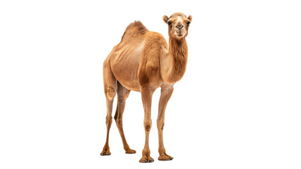 Camel Standing with Natural Desert Features Isolated on transparent background close-up