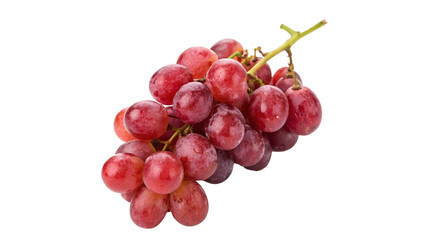Fresh juicy appetizing bunch of red grapes isolated on transparent background close-up