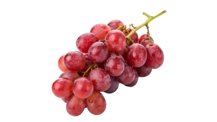 Fresh juicy appetizing bunch of red grapes isolated on transparent background close-up