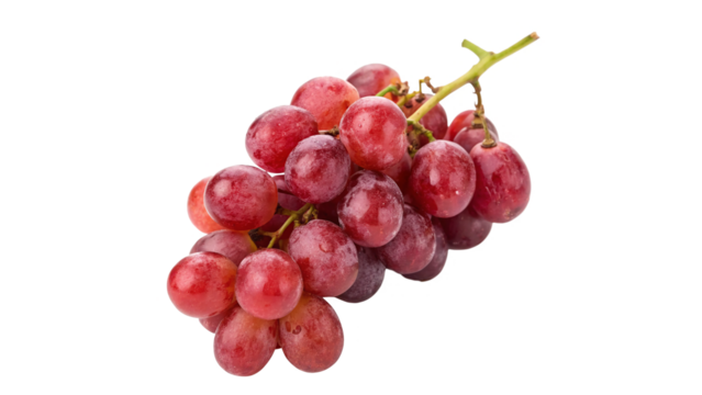 Fresh juicy appetizing bunch of red grapes isolated on transparent background close-up