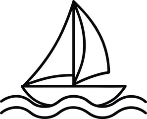 sailboat on waves icon line art vector illustration on transparent background	
