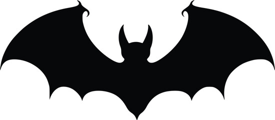 Black bat silhouette vector illustration, spooky Halloween design element