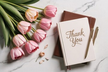 Elegant Thank You Card with Tulips for Gratitude Representation