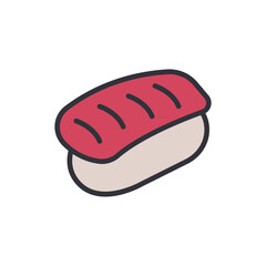 Stylized Tuna Nigiri Illustration On A Transparent Surface