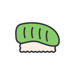 Cute Illustration Of Nigiri Sushi With Cucumber On Transparent Background