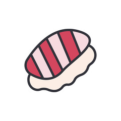 Stylized Tuna Nigiri Illustration With Vibrant Pink And Cream Tones