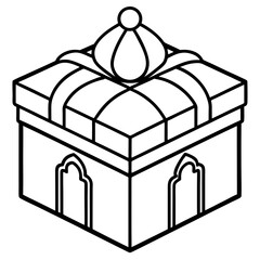 Minimal Eid Gift Box Line Icon