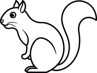 squirrel icon line art vector illustration on transparent background	
