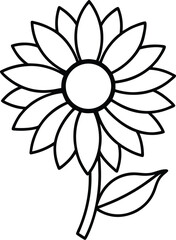 sunflower icon line art vector illustration on transparent background	
