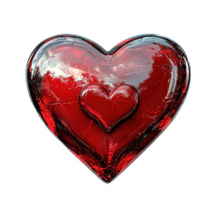 Red heart inside glass heart reflection love passion romance valentine s on transparent background