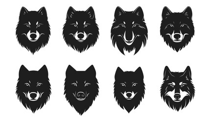 Fototapeta premium Black Wolf Face Silhouette – Fierce Animal Vector Art in Bold Profile