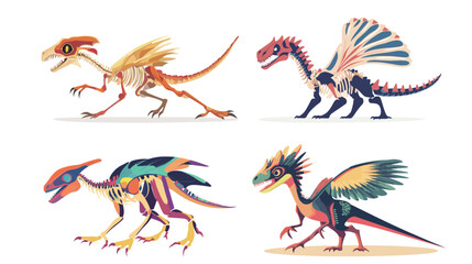 Obraz premium Detailed Skeleton Illustration of Dilophosaurus – Cool Prehistoric Dinosaur Design