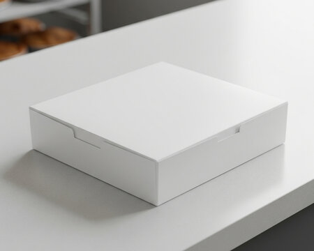 Blank Pie Box Mockup On Bakery Counter