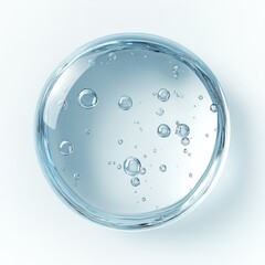 Blue serum liquid clear transparent hydro alcoholic gel drop including bubbles on white background