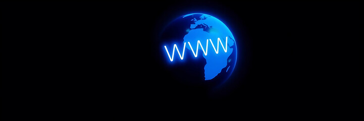 Globe with WWW Text &ndash; Internet and Web Network Concept with Digital Technology Background and Copy Space

