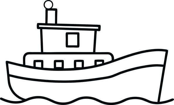 black and white boat on water clip art preview