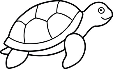 turtle icon line art vector illustration on transparent background	
