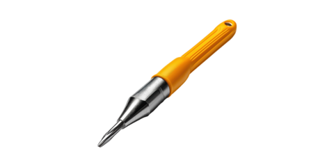 Precision Screwdriver With Yellow Handle. Essential Tool For Electronics And Diy Projects Isolated On Transparent Background