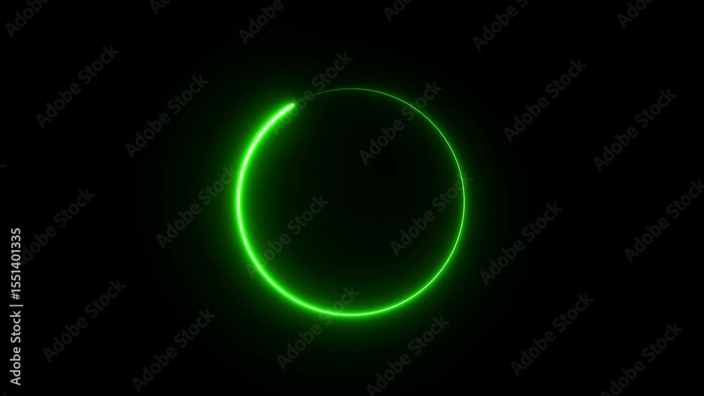 Wall mural neon line circular lens animation. neon glowing loading bar. abstract neon circle loading icon anima