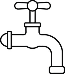 water tap icon line art vector illustration on transparent background	
