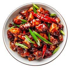 Spicy Kung Pao Chicken Recipe Delicious Asian Cuisine Dish isolated on transparent background
