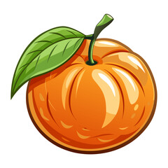 Simple Mandarin Orange with Leaf Vector Illustration