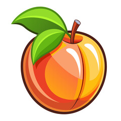 Modern Nectarine Slice Graphic in a Flat Style