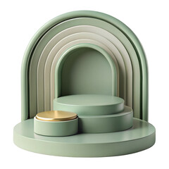3d mint green product display podium on transparent background