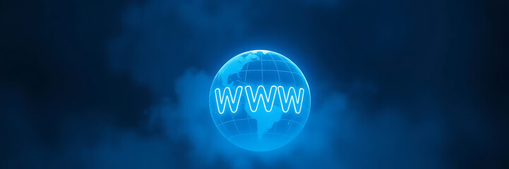 Globe with WWW Text &ndash; Internet and Web Network Concept with Digital Technology Background and Copy Space


