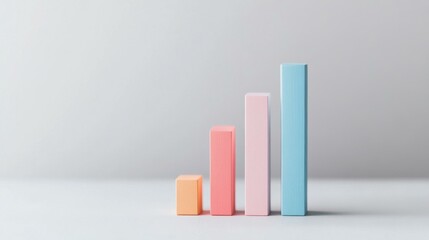 Pastel-colored blocks forming an ascending bar graph indoors