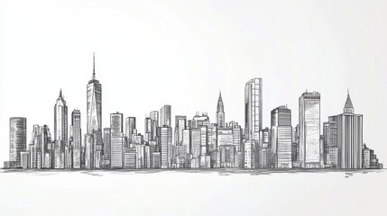 Calm cityscape illustration of urban buildings in daytime
