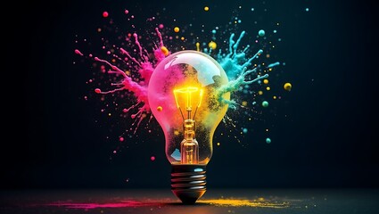 Colorful light bulb creative idea innovation inspiration concept art