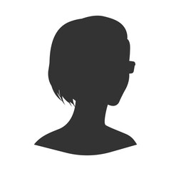 Silhouette of a half turned woman in eyeglasses. Vector illustration