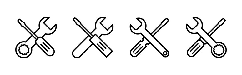 Repair tools icon set. tool icon vector. setting icon vector. Wrench and screwdriver. support, Service